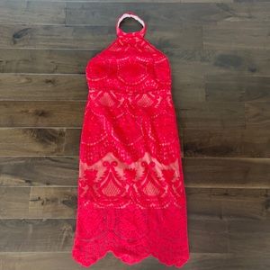 Lulu’s Red Lace Halter Dress